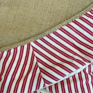 ASHLAND Burlap Jute/Red Stripe Christmas Tree Skirt 48 in. NEW Tags Home Decor